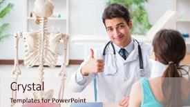  Presentation with anatomy neck - Presentation featuring explaining to patient with neck background and a lemonade colored foreground