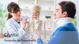  Presentation with injury - Theme enhanced with explaining to patient with neck background and a  colored foreground