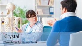  Presentation with injury - Audience pleasing PPT layouts consisting of explaining to patient with neck backdrop and a  colored foreground