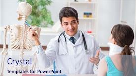  Presentation with doctor patient relations - Presentation theme with explaining to patient with neck background and a sky blue colored foreground