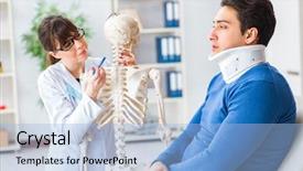  Presentation with injury - Colorful PPT layouts enhanced with explaining to patient with neck backdrop and a light blue colored foreground