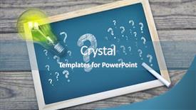  Presentation with glowing light bulb light bulb - Amazing slide set having explanation text - question marks on school board backdrop and a teal colored foreground