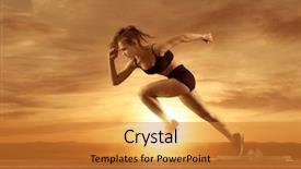  Presentation with starting system - Amazing theme having woman sprinter leaving starting exploding backdrop and a gold colored foreground