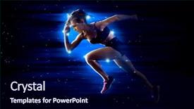  Presentation with starting system - PPT layouts having woman sprinter leaving starting exploding background and a navy blue colored foreground