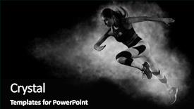  Presentation with starting system - Audience pleasing slide deck consisting of woman sprinter leaving starting exploding backdrop and a black colored foreground