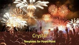  Presentation with new year - Presentation theme enhanced with exploding-fireworks-new-year-background and a tawny brown colored foreground
