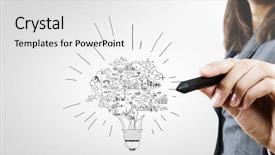  Presentation with strategy - Beautiful presentation theme featuring financial innovation - close up of businesswoman hand backdrop and a white colored foreground