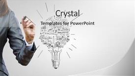  Presentation with strategy - Theme featuring intelligent opportunism - close up of businesswoman hand background and a light gray colored foreground