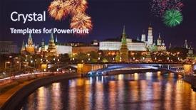  Presentation with firework - Beautiful presentation featuring exploding stars - firework over kremlin in moscow backdrop and a wine colored foreground