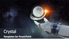  Presentation with stars moon - Amazing slides having exploding stars - moon planet in spaceman hand backdrop and a  colored foreground
