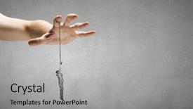  Presentation with people hold hand around globe - PPT theme featuring close up of human hand background and a light gray colored foreground