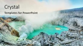  Presentation with exploration - Beautiful theme featuring exploration geophysics - crater of volcano ijen backdrop and a lemonade colored foreground