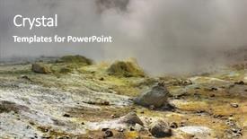  Presentation with exploration - Presentation featuring exploration geophysics - fumarole field inside active volcanic background and a gray colored foreground