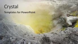  Presentation with exploration - Cool new presentation design with exploration geophysics - sulfur fumarole in active volcanic backdrop and a soft green colored foreground