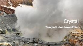  Presentation with exploration - Cool new slide set with exploration geophysics - sulfur fumarole in active volcanic backdrop and a gray colored foreground