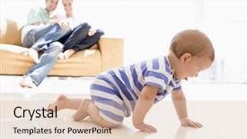  Presentation with living room - Colorful presentation theme enhanced with explore family - couple in living room backdrop and a lemonade colored foreground