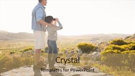  Presentation with hiking - Presentation with explore family - father and son hiking background and a coral colored foreground