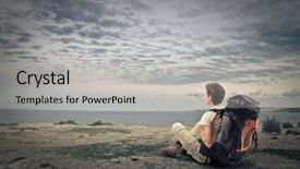  Presentation with explorer - Amazing presentation theme having explorer observing the horizon backdrop and a light gray colored foreground