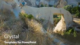  Presentation with volcanic rock - Slide deck having exploring-cappadocia-white-valley-man background and a dark gray colored foreground