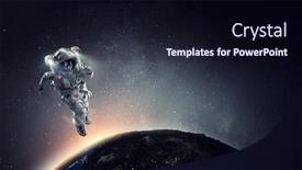  Presentation with outer space - Slide deck with exploring outer space mixed media background and a wine colored foreground