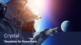  Presentation with outer space - Beautiful slide set featuring exploring-outer-space-mixed-media backdrop and a ocean colored foreground