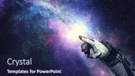  Presentation with outer space - Colorful PPT theme enhanced with exploring-outer-space-mixed-media backdrop and a navy blue colored foreground