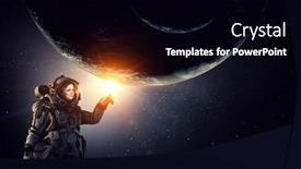  Presentation with outer space - Amazing PPT theme having exploring-outer-space-mixed-media backdrop and a black colored foreground