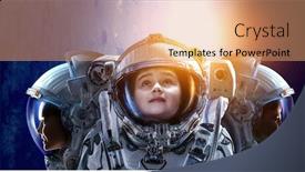  Presentation with outer space - PPT theme with exploring-outer-space-mixed-media background and a coral colored foreground