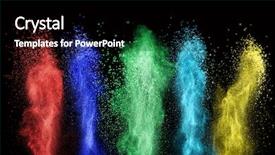  Presentation with color powder - Colorful slide set enhanced with explosion isolated on black background backdrop and a black colored foreground