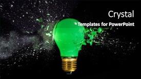  Presentation with explosion - PPT theme featuring explosion-of-a-green-bulb background and a black colored foreground