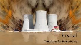  Presentation with nuclear - Beautiful theme featuring explosion of a nuclear power backdrop and a coral colored foreground