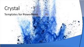 Presentation with abstract blue white - Slide deck enhanced with blue powder isolated on white background and a white colored foreground