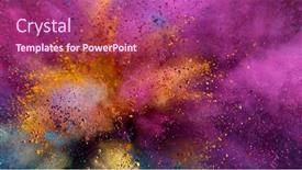  Presentation with explosion - Presentation design featuring colored powder isolated on black background and a violet colored foreground