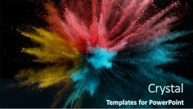  Presentation with explosion - Amazing PPT layouts having colored powder isolated on black backdrop and a navy blue colored foreground