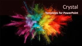  Presentation with explosion - Amazing presentation theme having explosion-of-colored-powder-isolated backdrop and a wine colored foreground