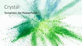  Presentation with explosion - Amazing PPT theme having explosion-of-colored-powder-isolated backdrop and a soft green colored foreground