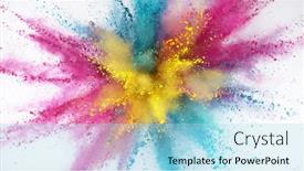  Presentation with explosion - Slide set with explosion-of-colored-powder-isolated background and a light blue colored foreground