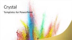 Presentation with explosive color burst explosion - PPT theme consisting of explosion of colored powder isolated background and a white colored foreground