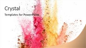 Presentation with explosive color burst explosion - Beautiful presentation design featuring explosion of colored powder backdrop and a white colored foreground