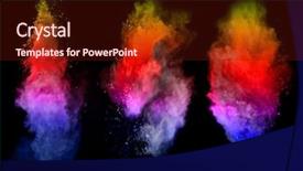  Presentation with explosion - Colorful slide set enhanced with explosion of colored powders isolated backdrop and a tawny brown colored foreground