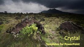  Presentation with volcano - Beautiful presentation featuring soccer badminton basketball - sports equipment on grass backdrop and a tawny brown colored foreground