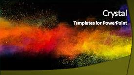  Presentation with explosive color burst - Colorful PPT theme enhanced with explosive color burst - launched colorful powder on black backdrop and a black colored foreground