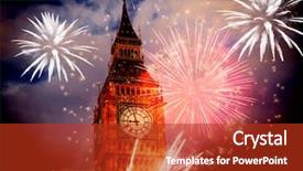  Presentation with fireworks on chinese new year - Cool new PPT theme with explosive fireworks around big ben backdrop and a crimson colored foreground