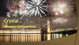  Presentation with fireworks - PPT theme consisting of explosive fireworks display fills background and a violet colored foreground