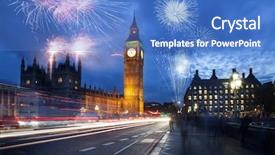  Presentation with fireworks - Slide deck enhanced with explosive fireworks display fills background and a teal colored foreground