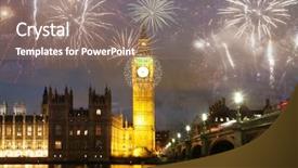  Presentation with fireworks - Presentation design having explosive fireworks display fills background and a gray colored foreground