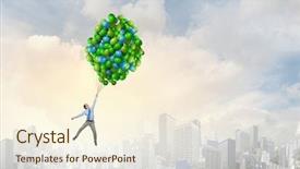  Presentation with bunch of green peas - Presentation enhanced with explosive free - young successful businessman flies background and a  colored foreground