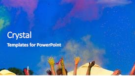  Presentation with holi festival - Slide set featuring explosive goods - color holi festival hands background and a cobalt blue colored foreground