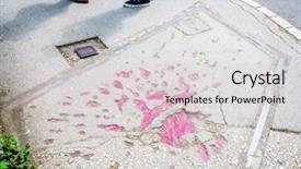  Presentation with mortar - Presentation featuring explosive sign - markings on the streets background and a lemonade colored foreground