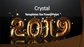  Presentation with new year 2019 - Audience pleasing theme consisting of explosive sign - new year 2019 celebration concept backdrop and a dark gray colored foreground